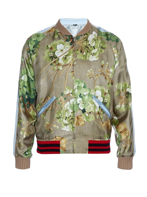 gucci silk bomber jacket|gucci men's denim trucker jacket.